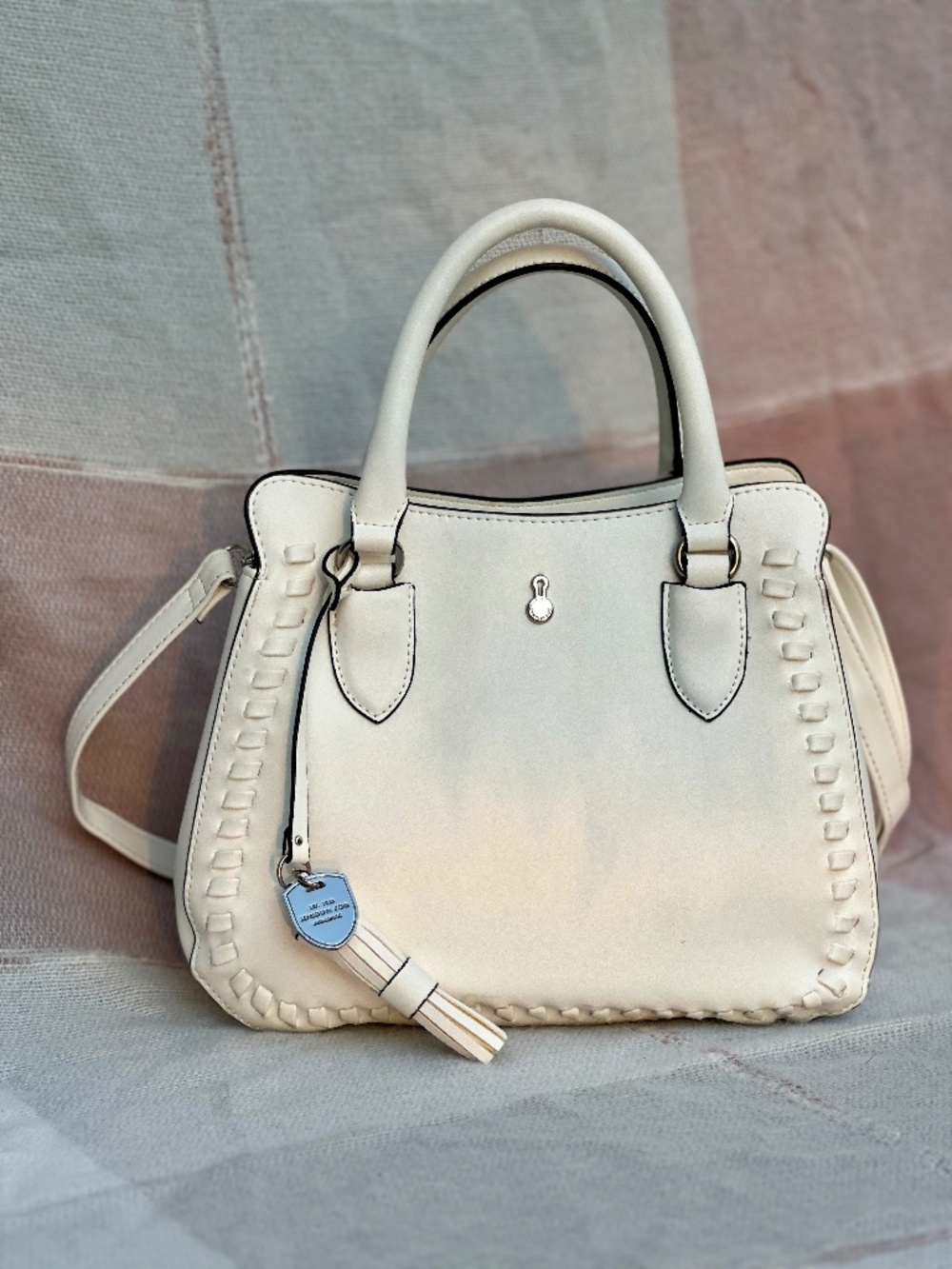 London Fog Hailey Whipstitch Satchel Bag Ivory